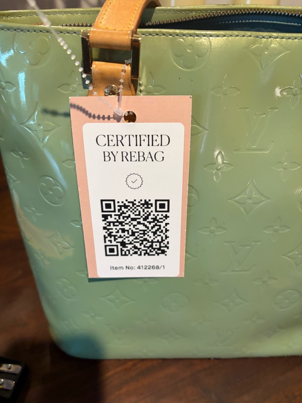 Louis Vuitton Vernis Leather Zip Tote Bag Light Green Patent Monogram